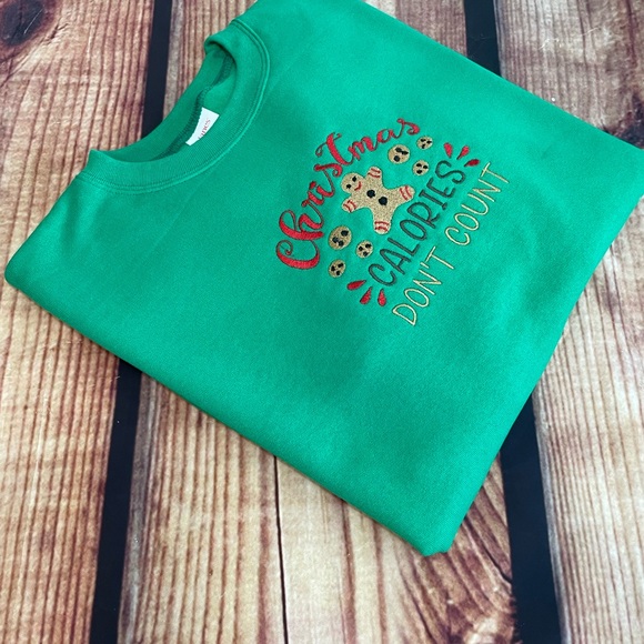Custom Embroidered Christmas Calories Don’t Count Women’s Sweatshirt - Picture 3 of 5